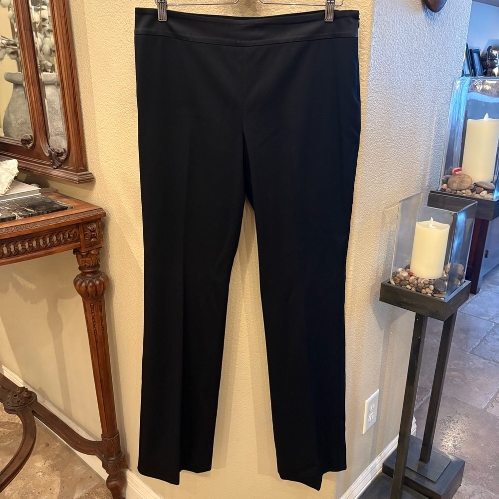 TALBOTS Black Wool Blend Satin Trim Waistband Lined Dress Pants Size 10 Tall